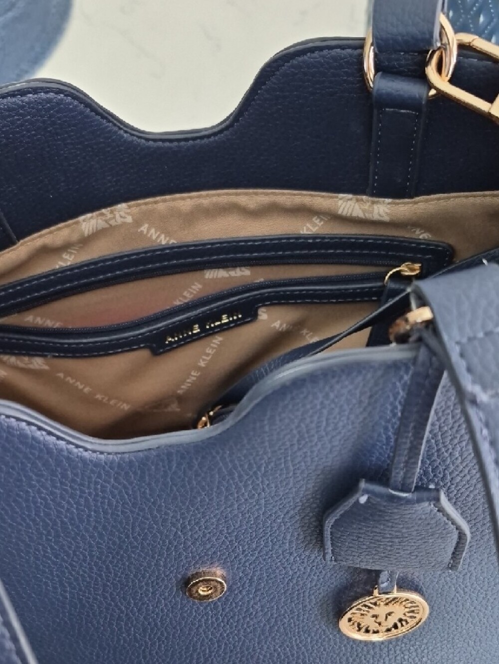 Michael Kors Navy Satchel with Gold-Tone Charm - Picture 4 of 9